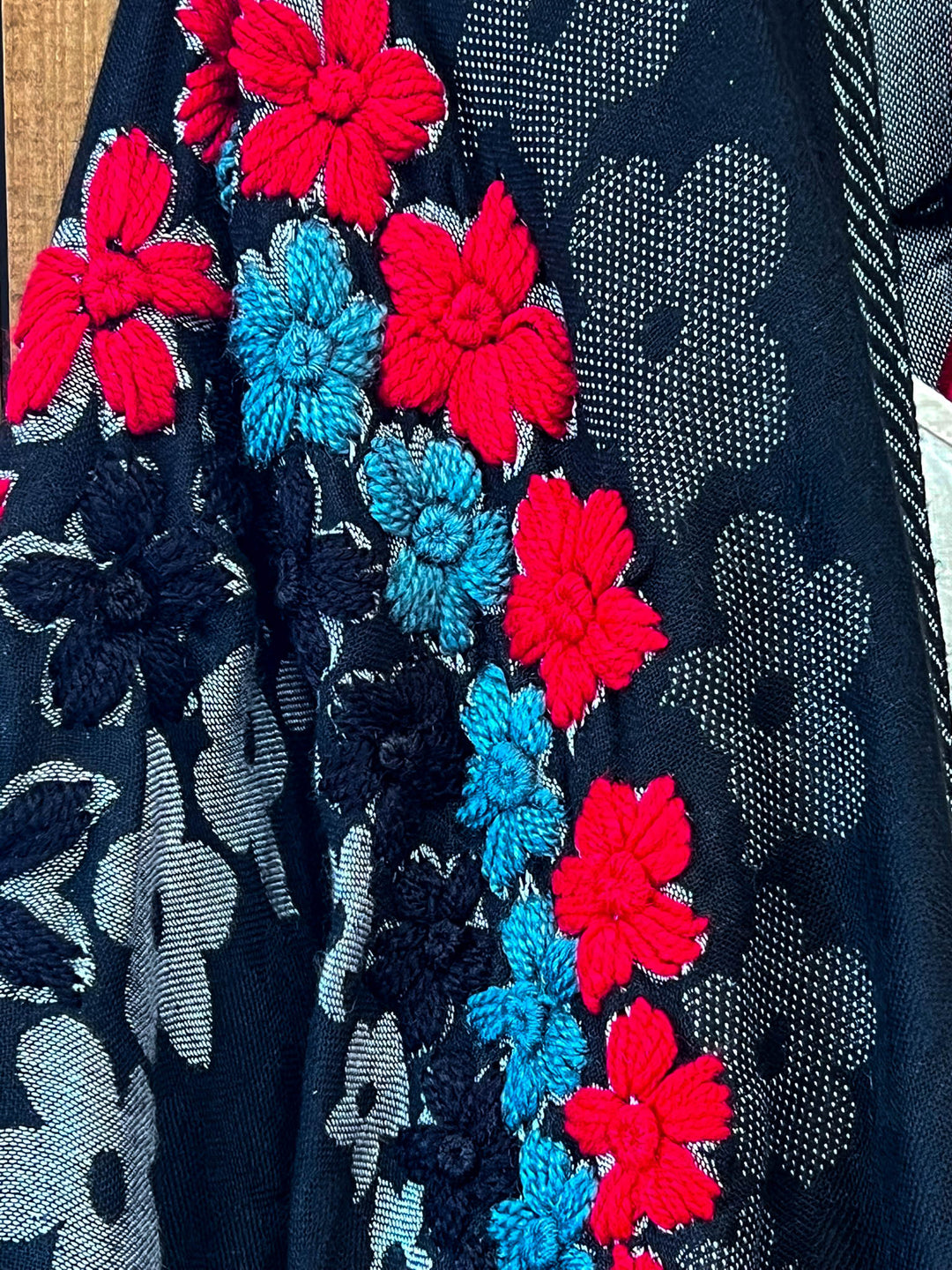 Red River 100% Wool Kimono Ruana - Natural Fabric