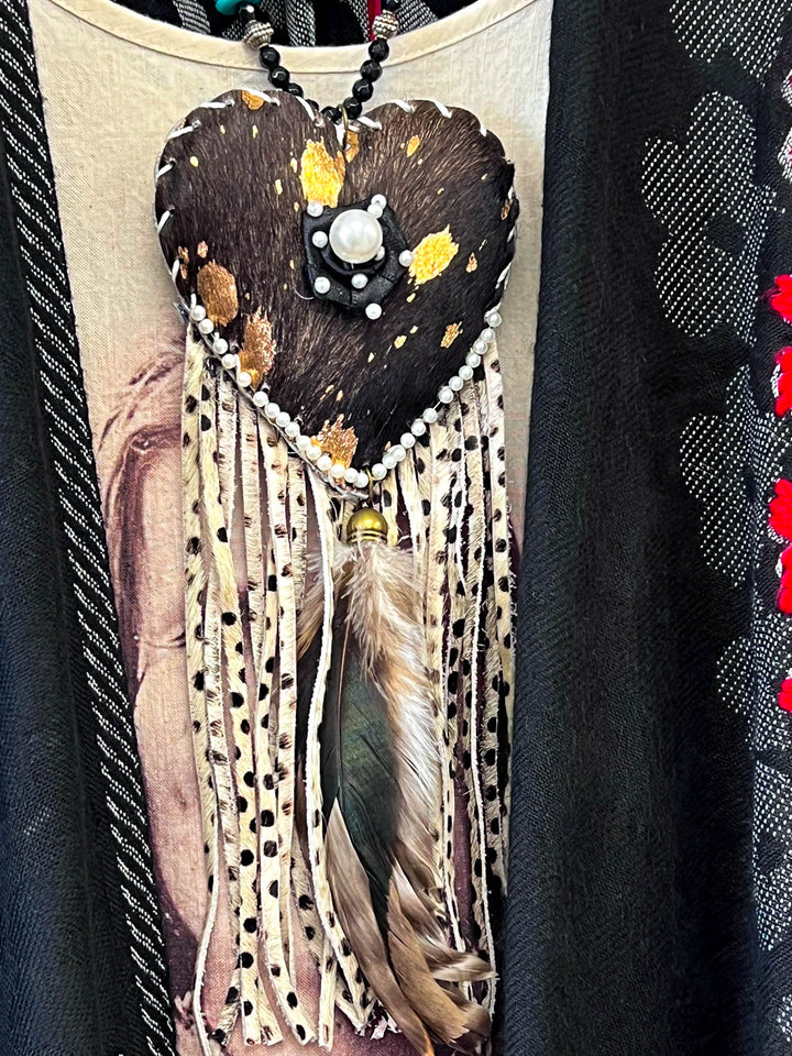 Heart Full of Soul Handcrafted Leather & Feather Necklace