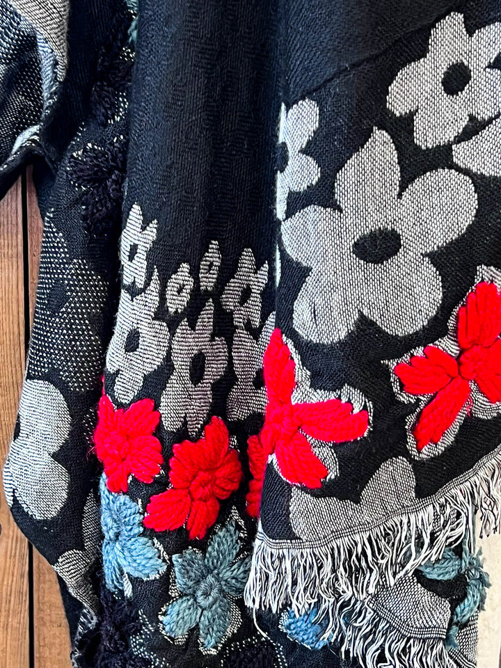 Red River 100% Wool Kimono Ruana - Natural Fabric