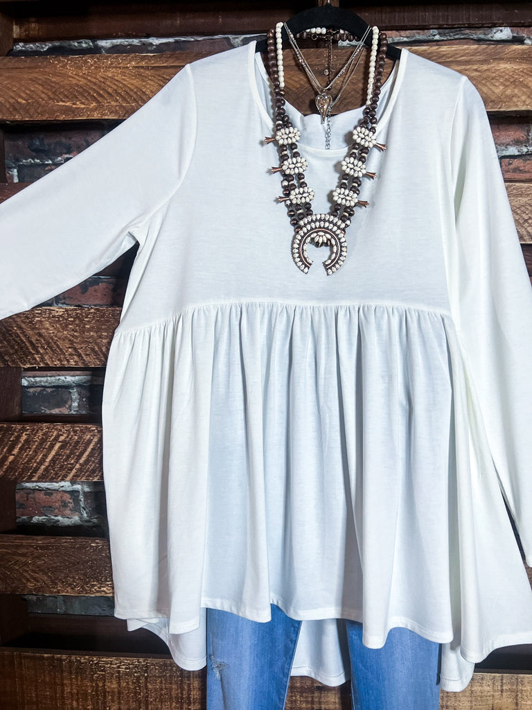 JUST THE SIMPLE THINGS BABYDOLL TOP IVORY
