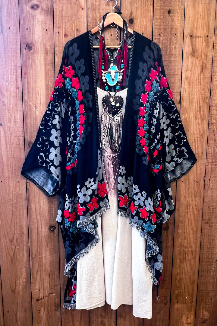 Red River 100% Wool Kimono Ruana - Natural Fabric