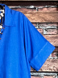 NATURAL BEAUTY BLUE LINEN OVERSIZED TIMELESS SHIRT DRESS