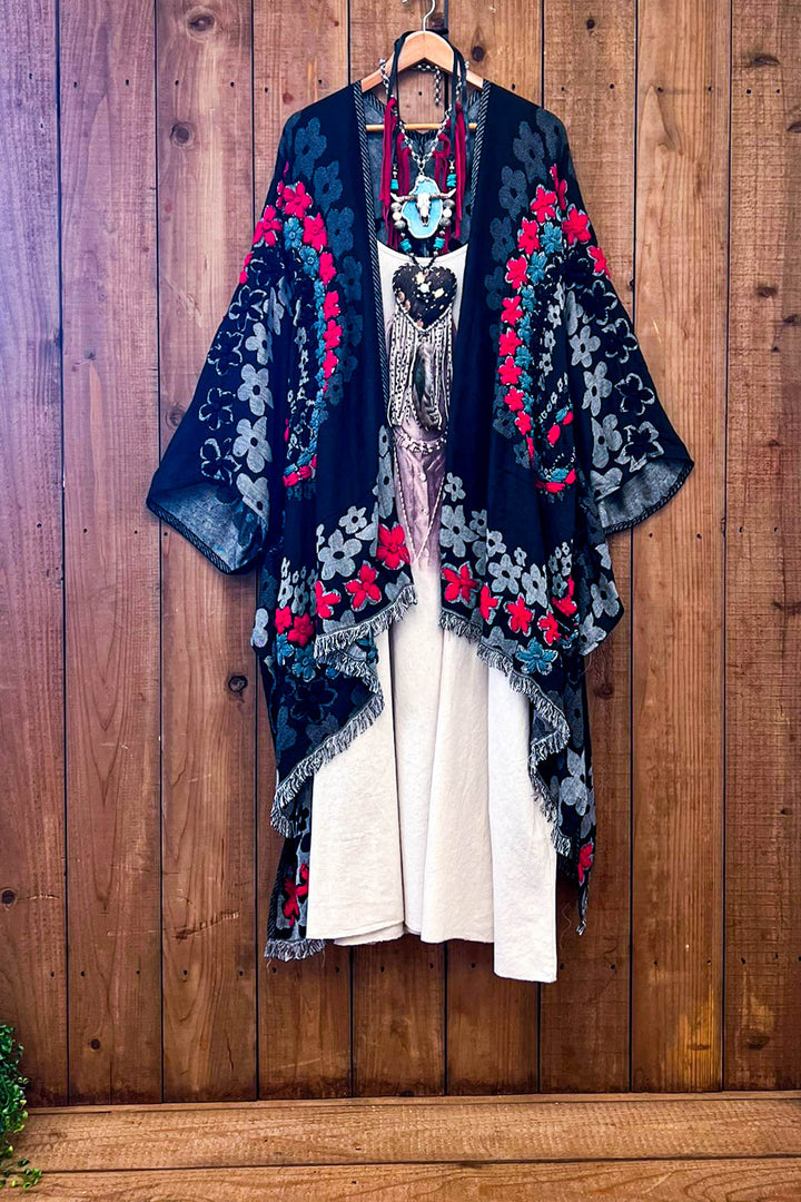 Red River 100% Wool Kimono Ruana - Natural Fabric