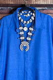NATURAL BEAUTY BLUE LINEN OVERSIZED TIMELESS SHIRT DRESS