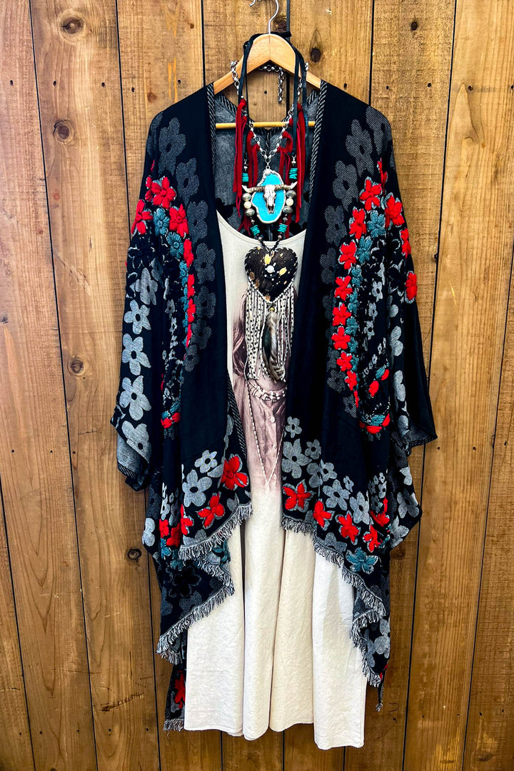 Red River 100% Wool Kimono Ruana - Natural Fabric
