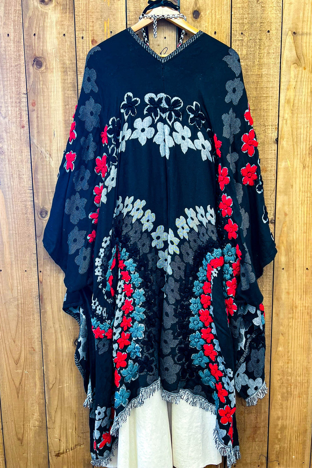 Red River 100% Wool Kimono Ruana - Natural Fabric