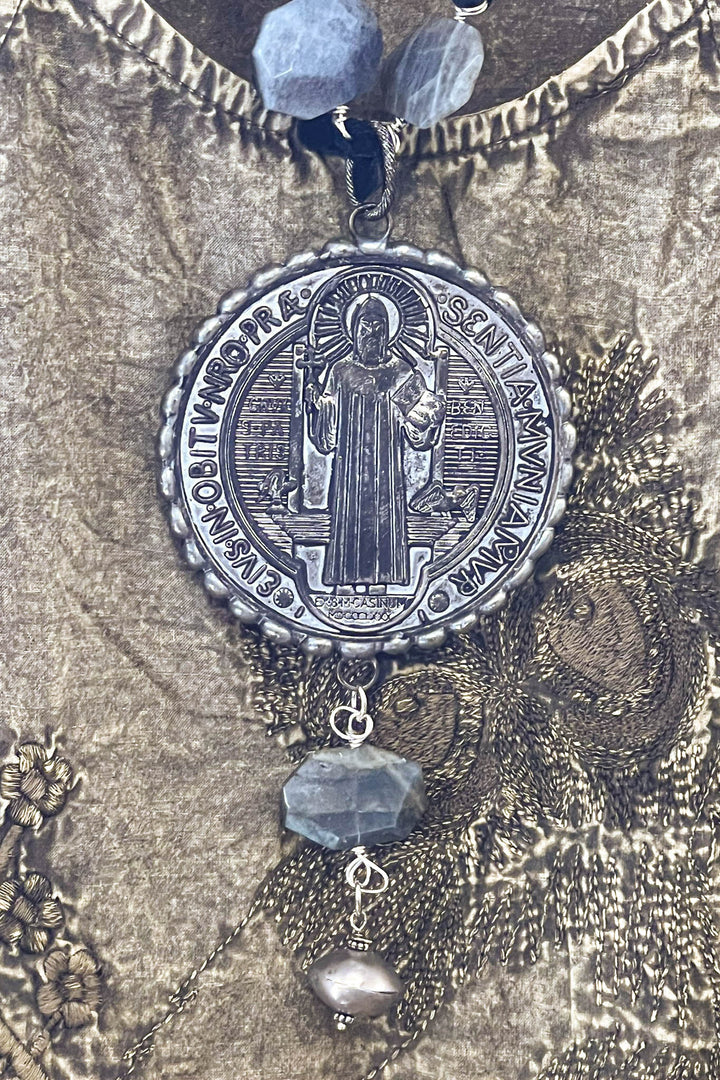 Holy Father Benedict & The Cross Natural Gemstone Necklace