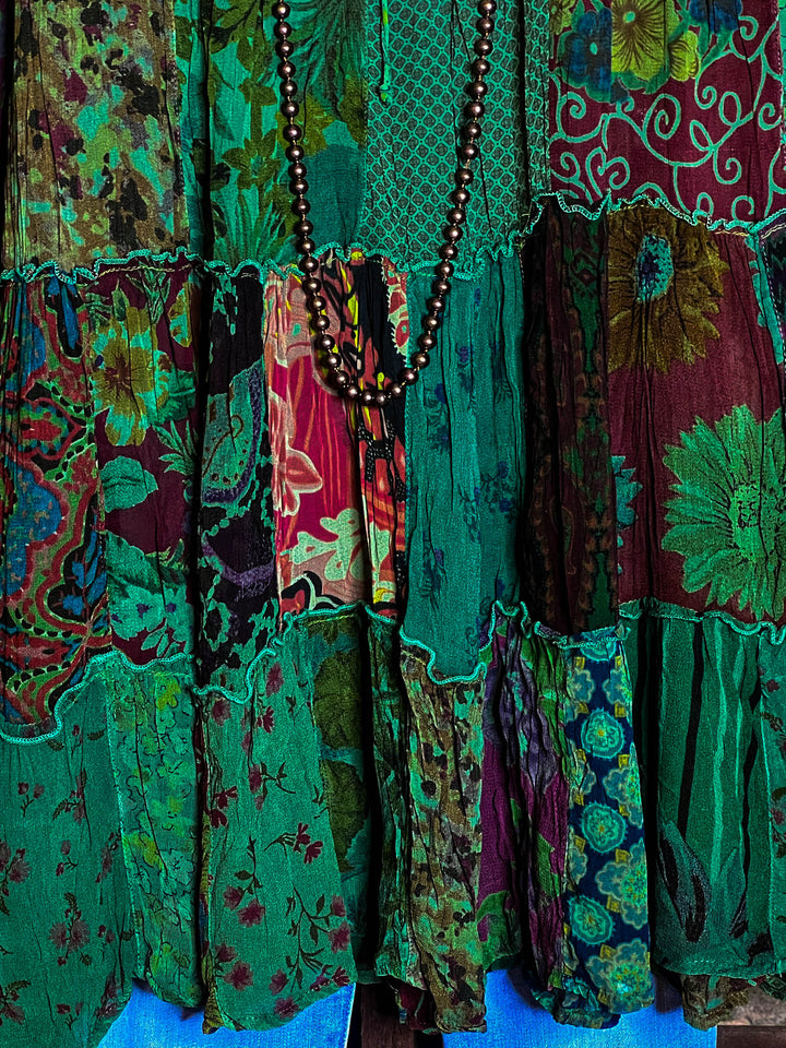 Prairie Meadows Patchwork Green Tones Top