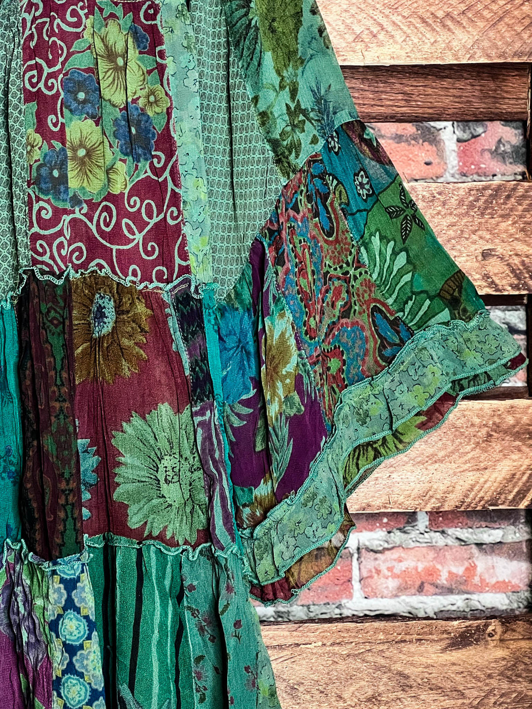 Prairie Meadows Patchwork Green Tones Top