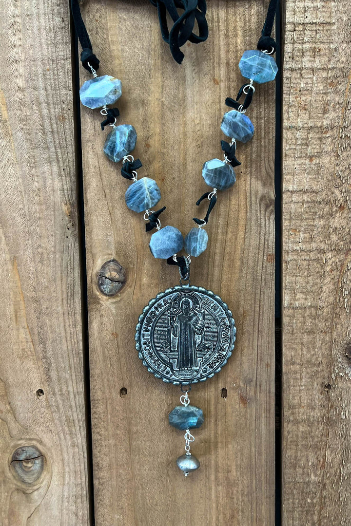 Holy Father Benedict & The Cross Natural Gemstone Necklace