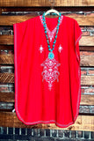 FEEL FREE EMBROIDERED TUNIC IN RED