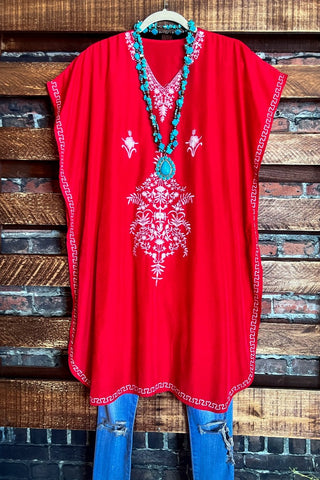 VINTAGE INSPIRED EMBROIDERED LACE KIMONO RUST -----------SALE