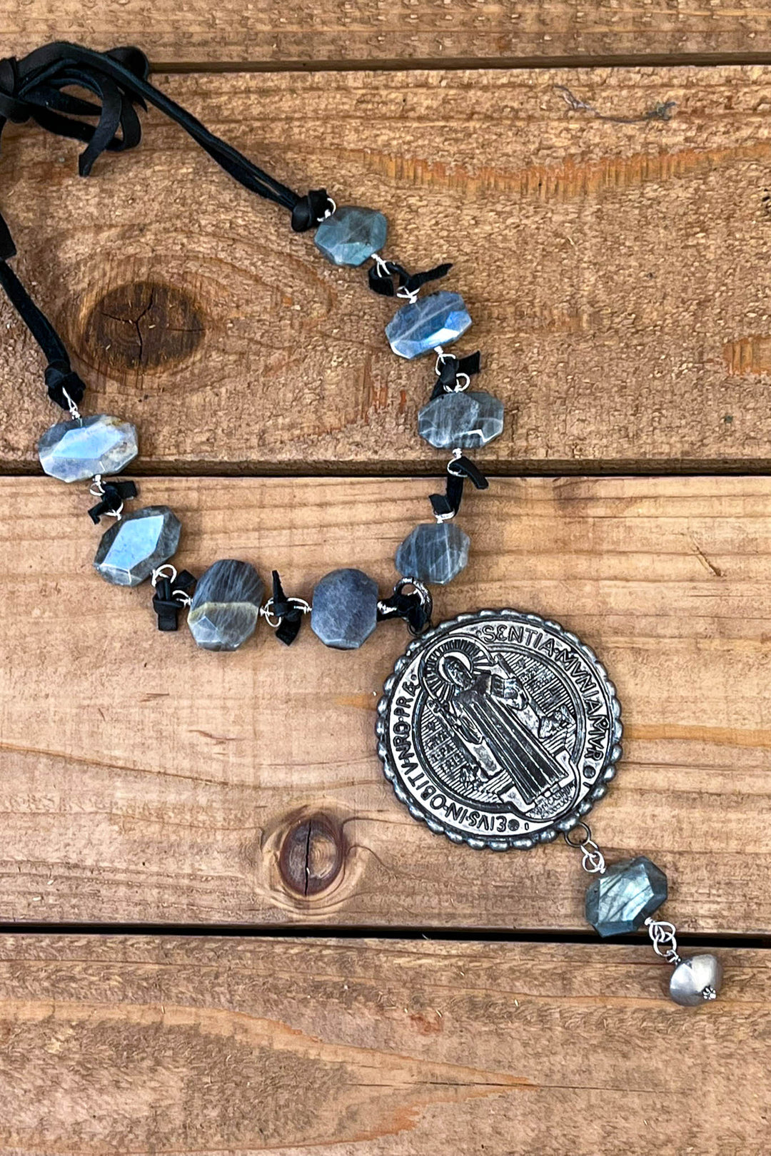 Holy Father Benedict & The Cross Natural Gemstone Necklace