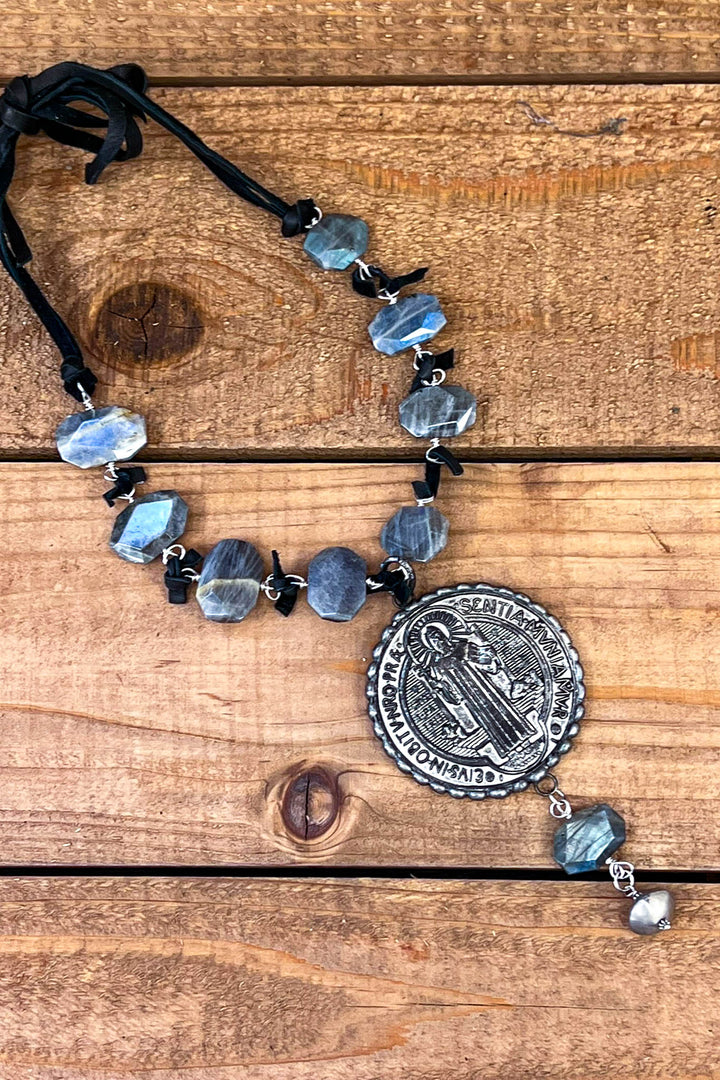 Holy Father Benedict & The Cross Natural Gemstone Necklace