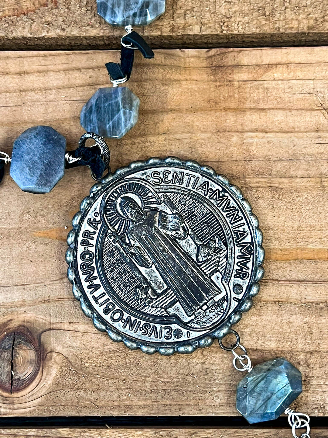 Holy Father Benedict & The Cross Natural Gemstone Necklace