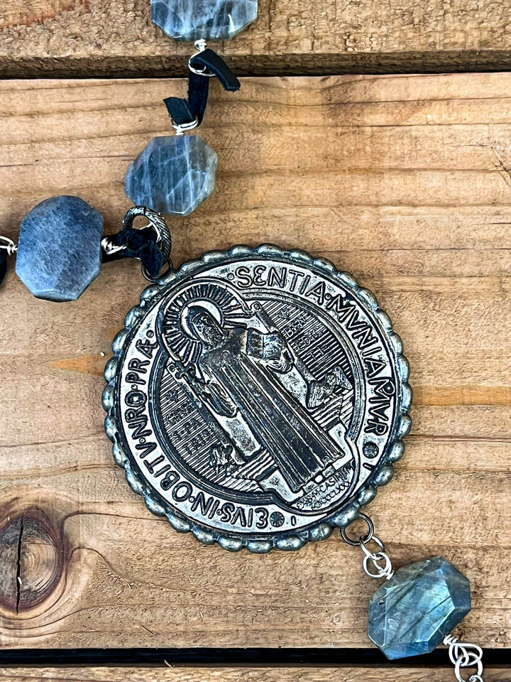Holy Father Benedict & The Cross Natural Gemstone Necklace