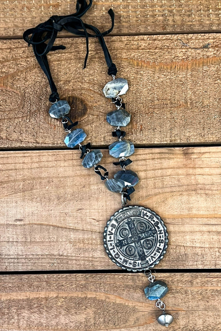 Holy Father Benedict & The Cross Natural Gemstone Necklace