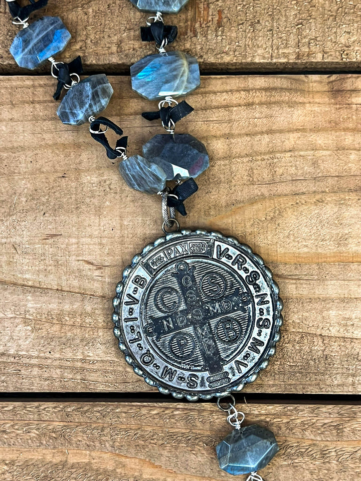 Holy Father Benedict & The Cross Natural Gemstone Necklace