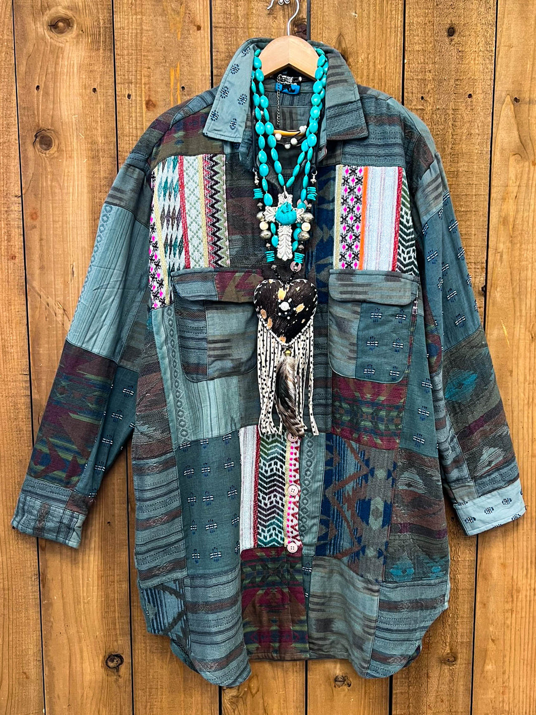 Tribal Waters Patchwork Jacket - Green Tones