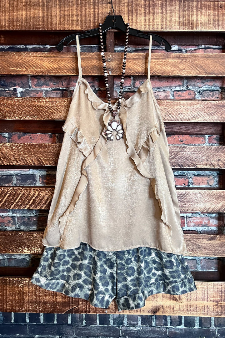 STYLE CRUSH TAUPE SATIN TOP --------------SALE