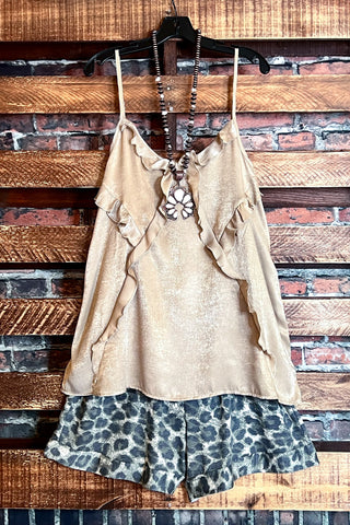 ALL FOR THE BEST COMFY SOFT LEOPARD PRINT 1X 2X 3X SHORT IN OLIVE -----SALE