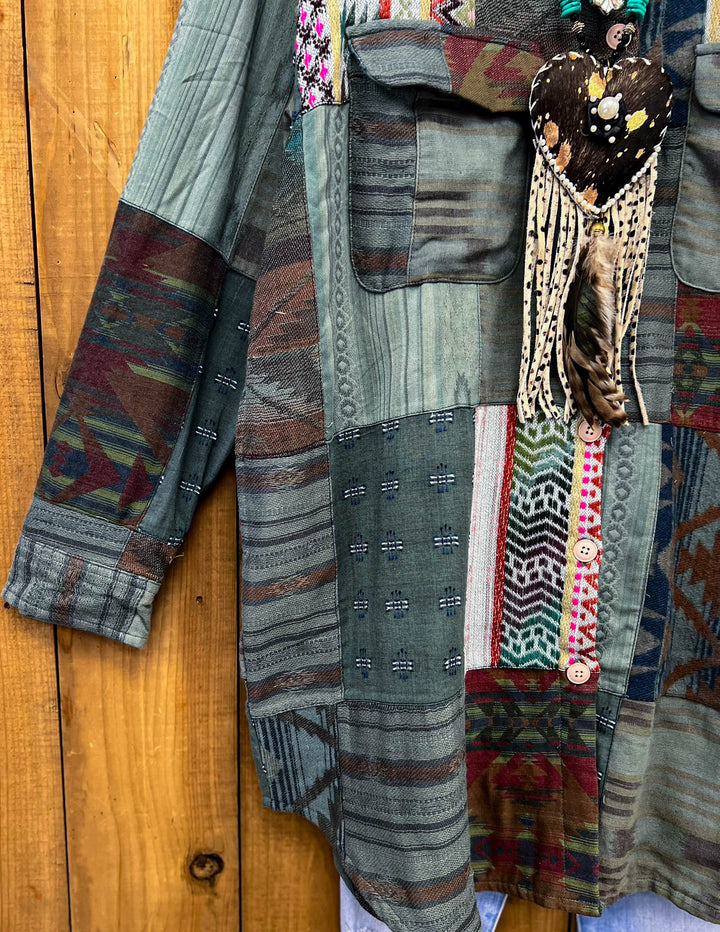 Tribal Waters Patchwork Jacket - Green Tones