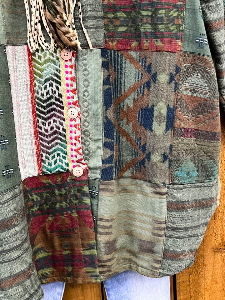 Tribal Waters Patchwork Jacket - Green Tones