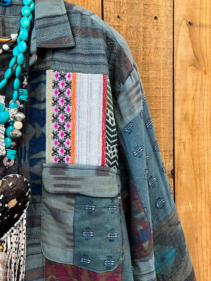 Tribal Waters Patchwork Jacket - Green Tones