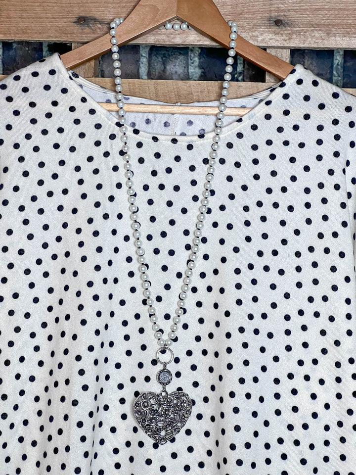 DARLING BE MINE POLKA DOT TUNIC IN BLACK AND CREAM