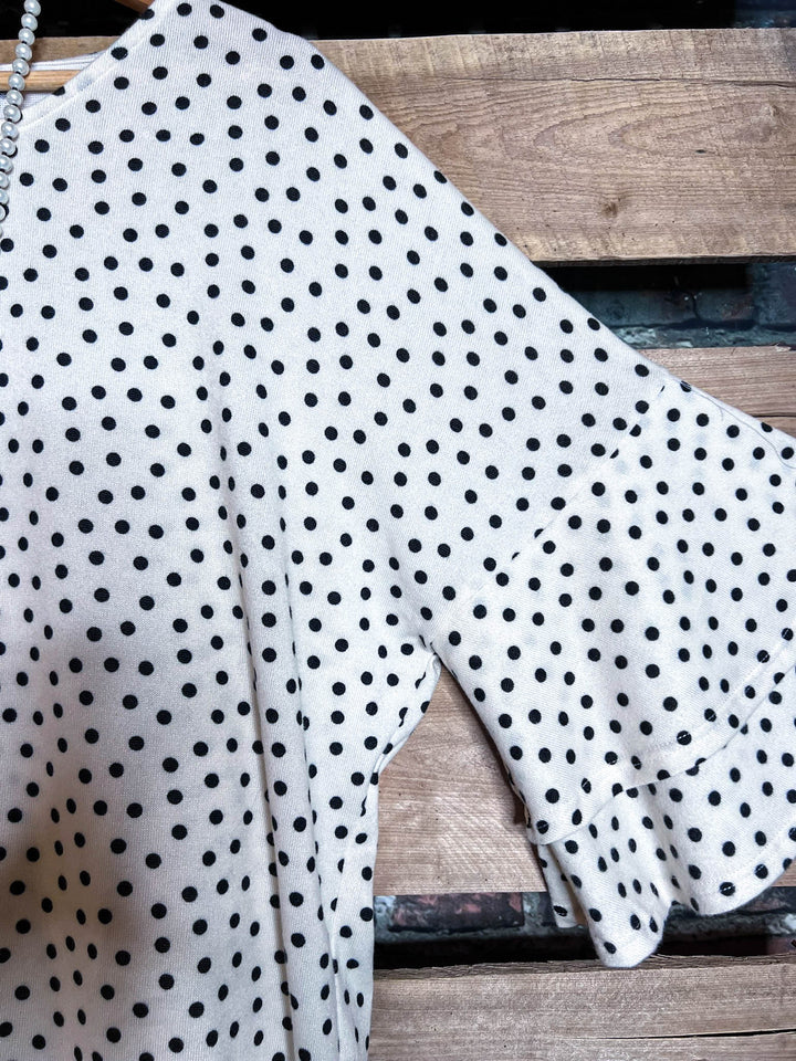 DARLING BE MINE POLKA DOT TUNIC IN BLACK AND CREAM