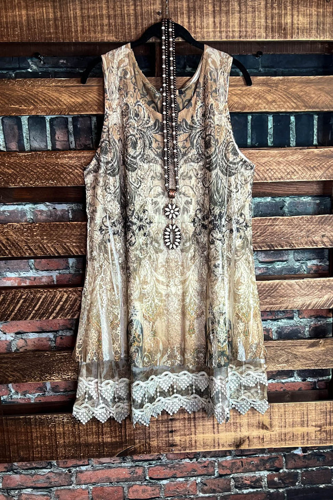You are so Beautiful Lace Tunic in Taupe & Olive