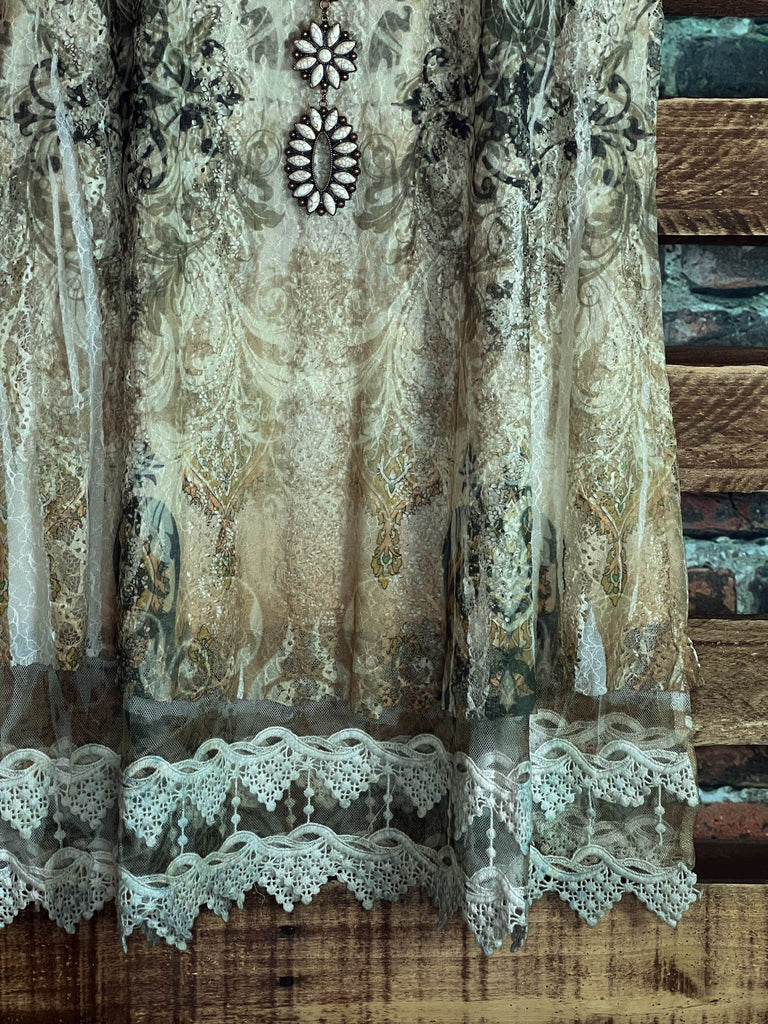 You are so Beautiful Olive & Taupe Lace Tunic