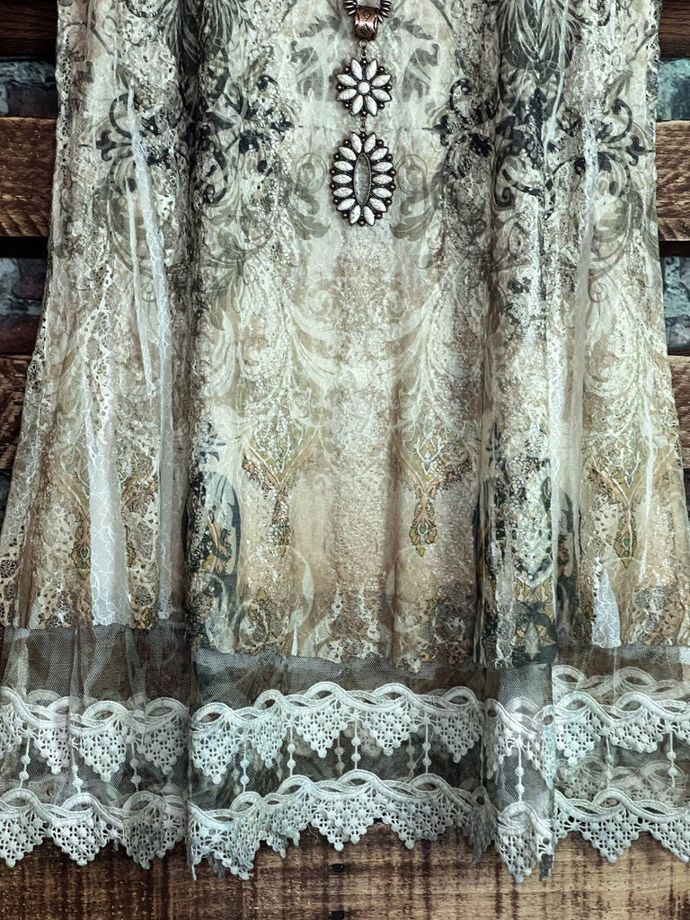 You are so Beautiful Olive & Taupe Lace Tunic