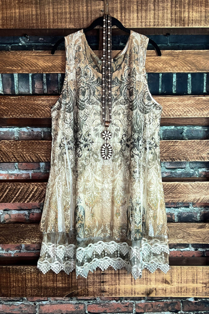 You are so Beautiful Olive & Taupe Lace Tunic