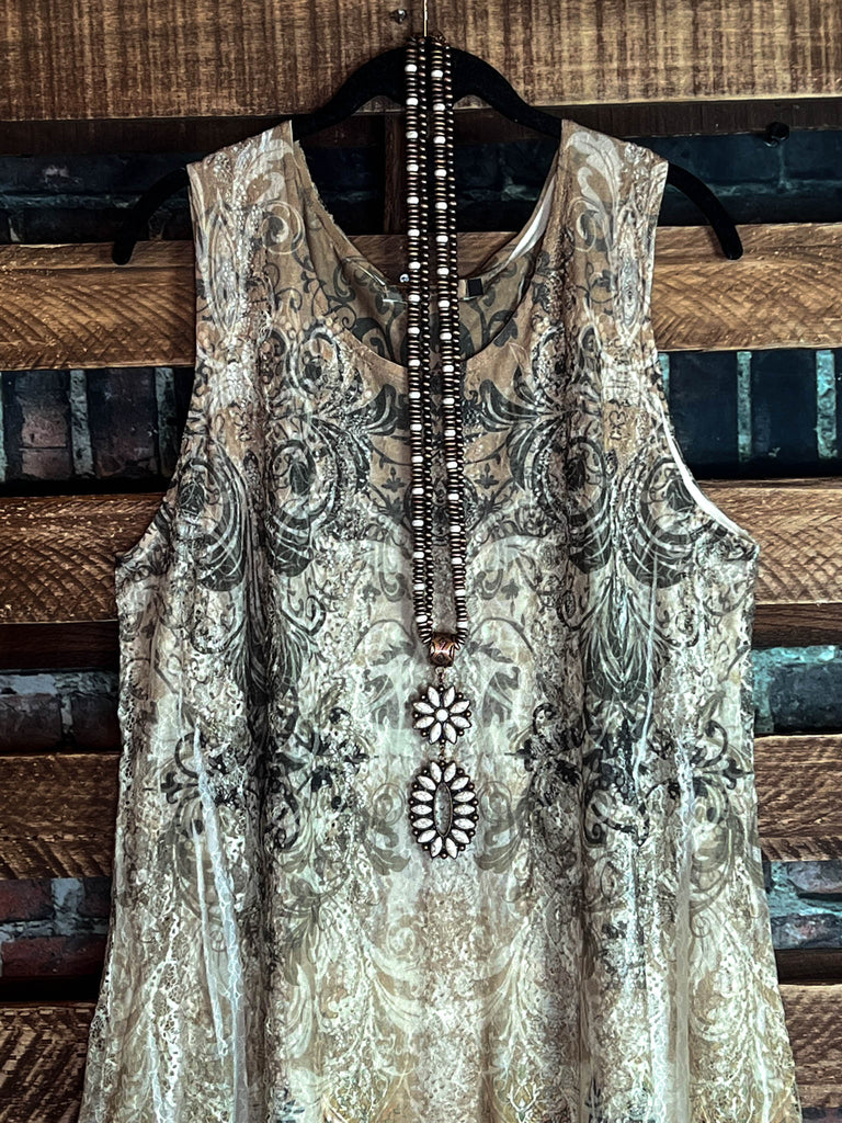You are so Beautiful Olive & Taupe Lace Tunic