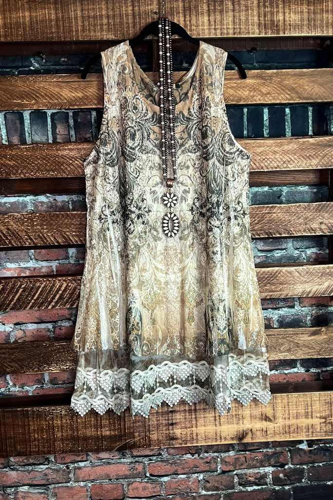 You are so Beautiful Olive & Taupe Lace Tunic