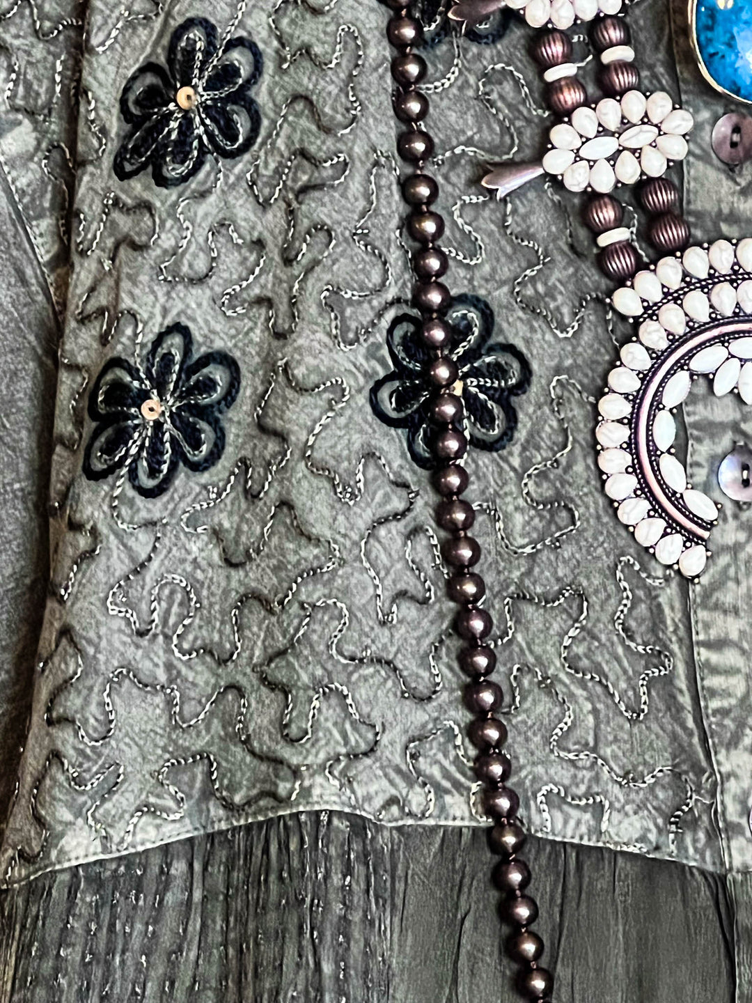 EMBRACE THE JOY SHIRT JACKET IN GREEN ------SALE