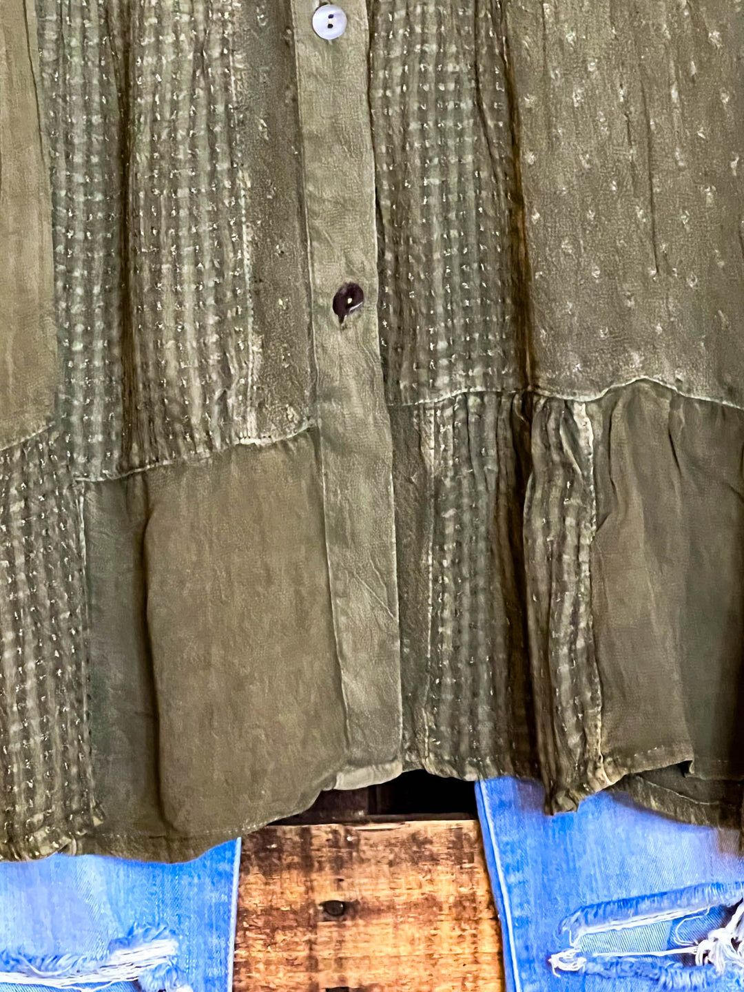 EMBRACE THE JOY SHIRT JACKET IN GREEN ------SALE