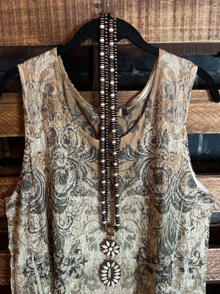 You are so Beautiful Lace Tunic in Taupe & Olive