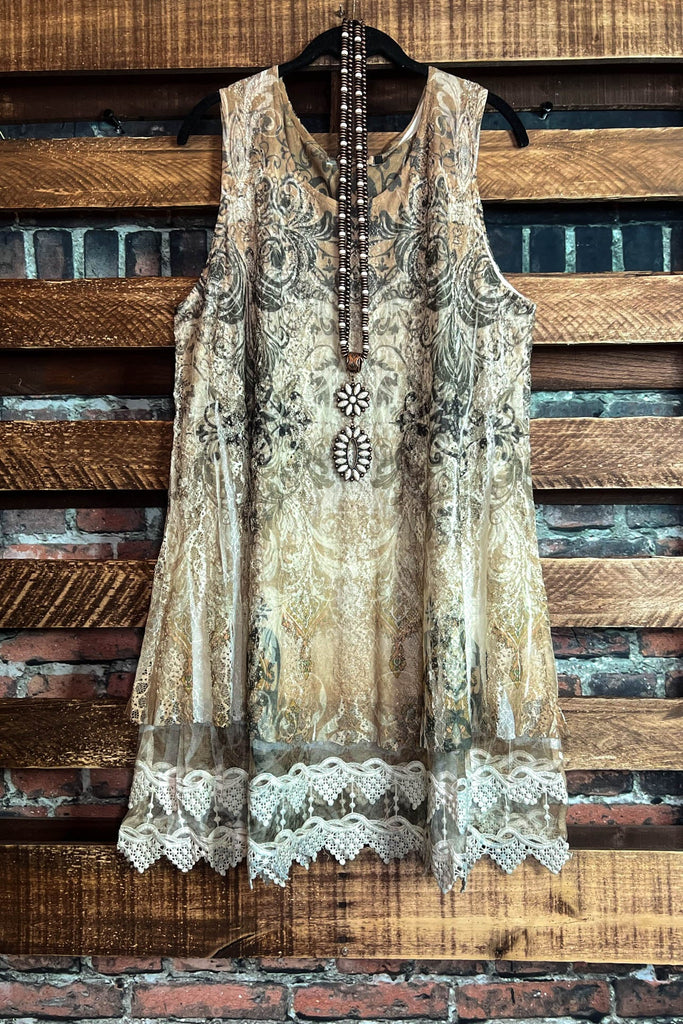 You are so Beautiful Olive & Taupe Lace Tunic