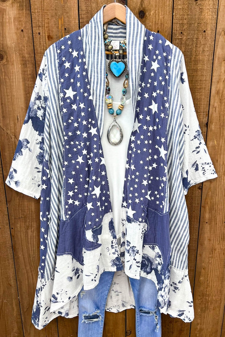 Stars and Stripes Forever Jacket - 100% Cotton - Blue