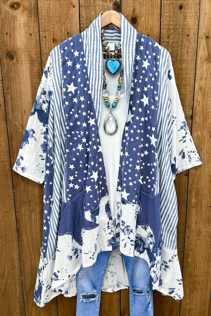 Stars and Stripes Forever Jacket - 100% Cotton - Blue