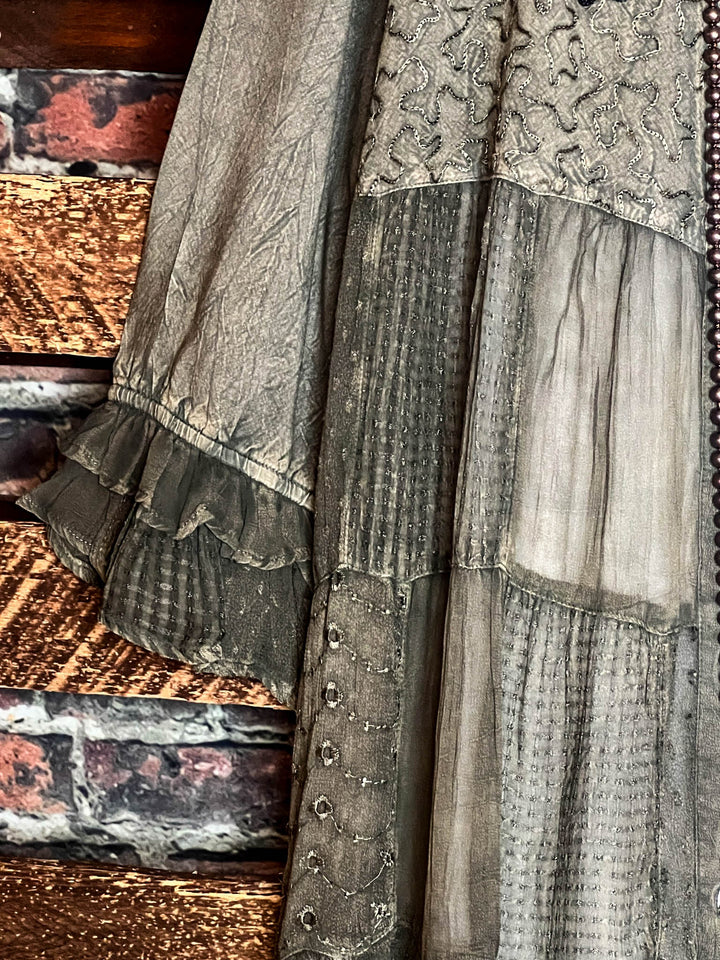 EMBRACE THE JOY SHIRT JACKET IN GREEN ------SALE