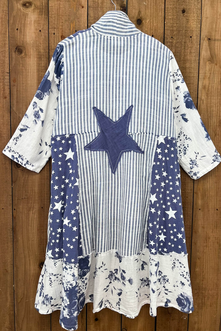 Stars and Stripes Forever Jacket - 100% Cotton - Blue