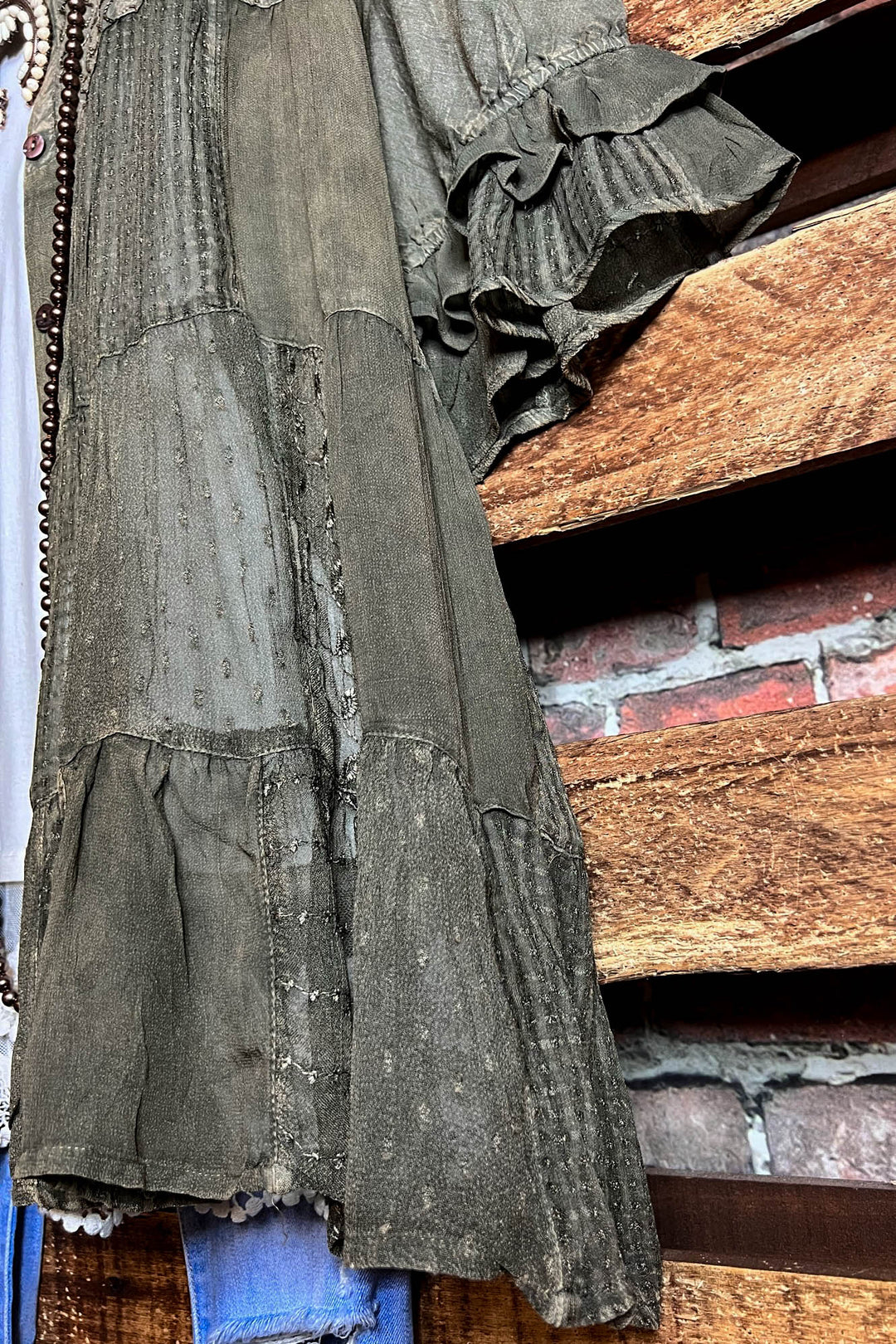 EMBRACE THE JOY SHIRT JACKET IN GREEN ------SALE