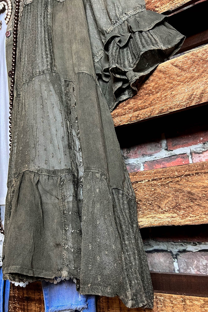 EMBRACE THE JOY SHIRT JACKET IN GREEN ------SALE