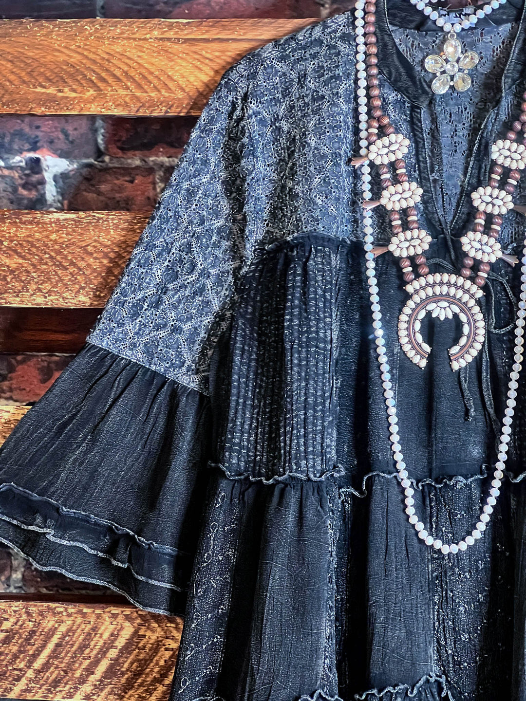 A ROMANTIC TWIST BOHO BLACK DRESS-----------SALE