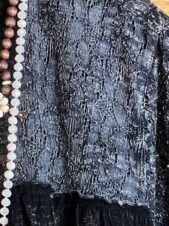 A ROMANTIC TWIST BOHO BLACK DRESS-----------SALE