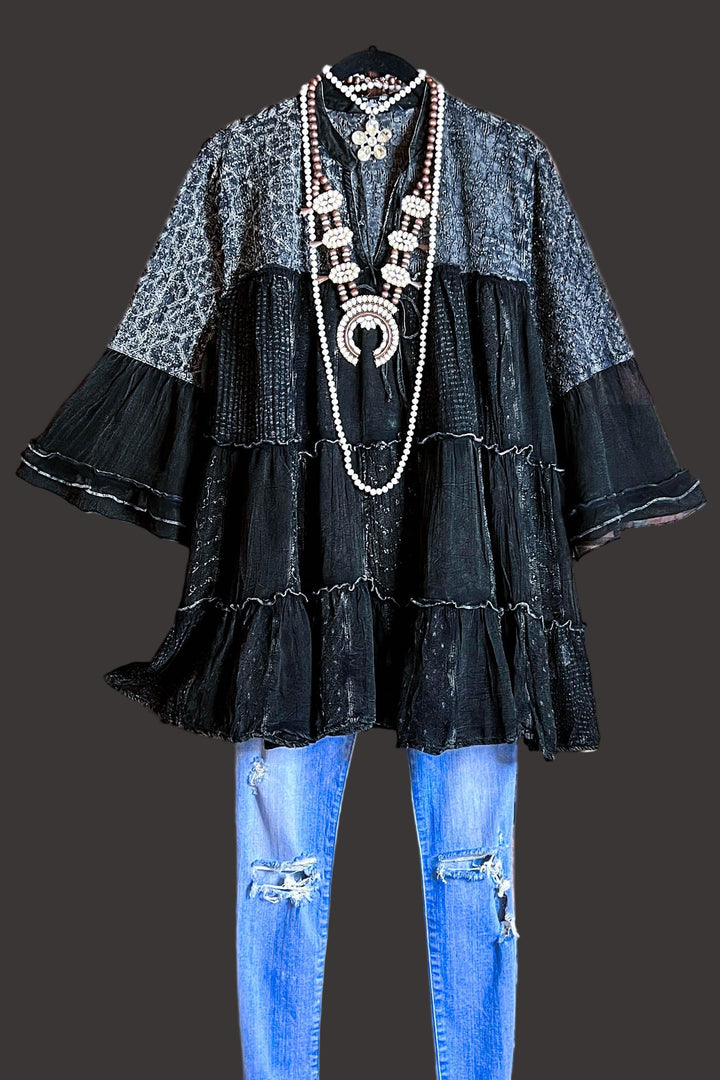 A ROMANTIC TWIST BOHO BLACK DRESS-----------SALE