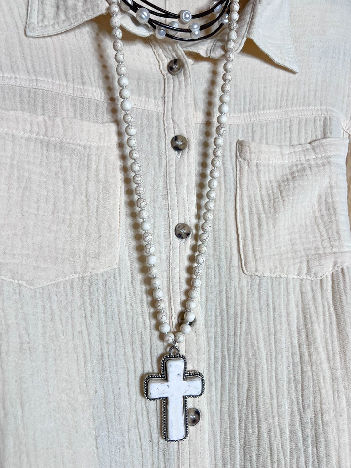 LIVE IN HARMONY 100% COTTON SHABBY SHIRT IN NATURAL BEIGE